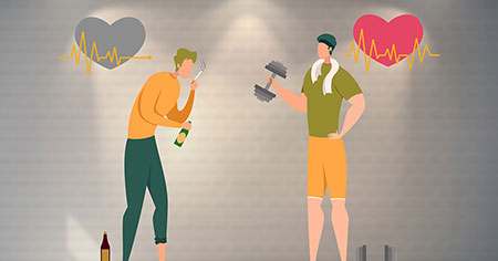 Estilo de vida saludable con actividad física y buena alimentación