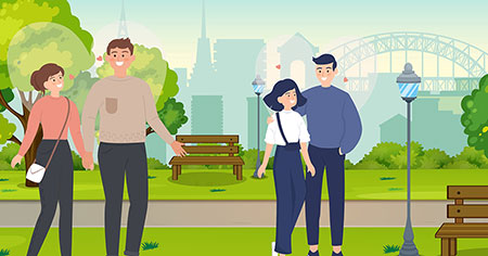 Pareja de enamorados reflejando la idealización mutua