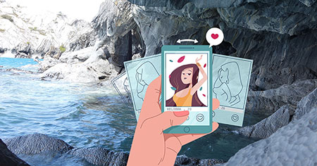 Representación de citas digitales, con énfasis en la conexión emocional a través de la tecnología