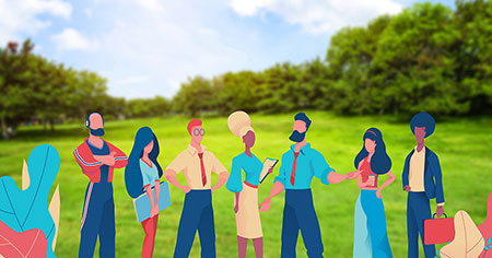 Imagen de Diversidad Social Grupos sociales con diferentes características culturales y etnicas convivien en sociedad.